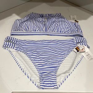 3x 24w-26w beautiful blue and white pinstriped bikini ❤️‍🔥 NWT